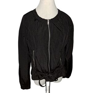 DKNY Nylon Wind Jacket. Gathered Round Collar. Nylon. Silver Zips. Size Medium.